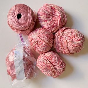Mixed yarn lot pink tie-dye destash
